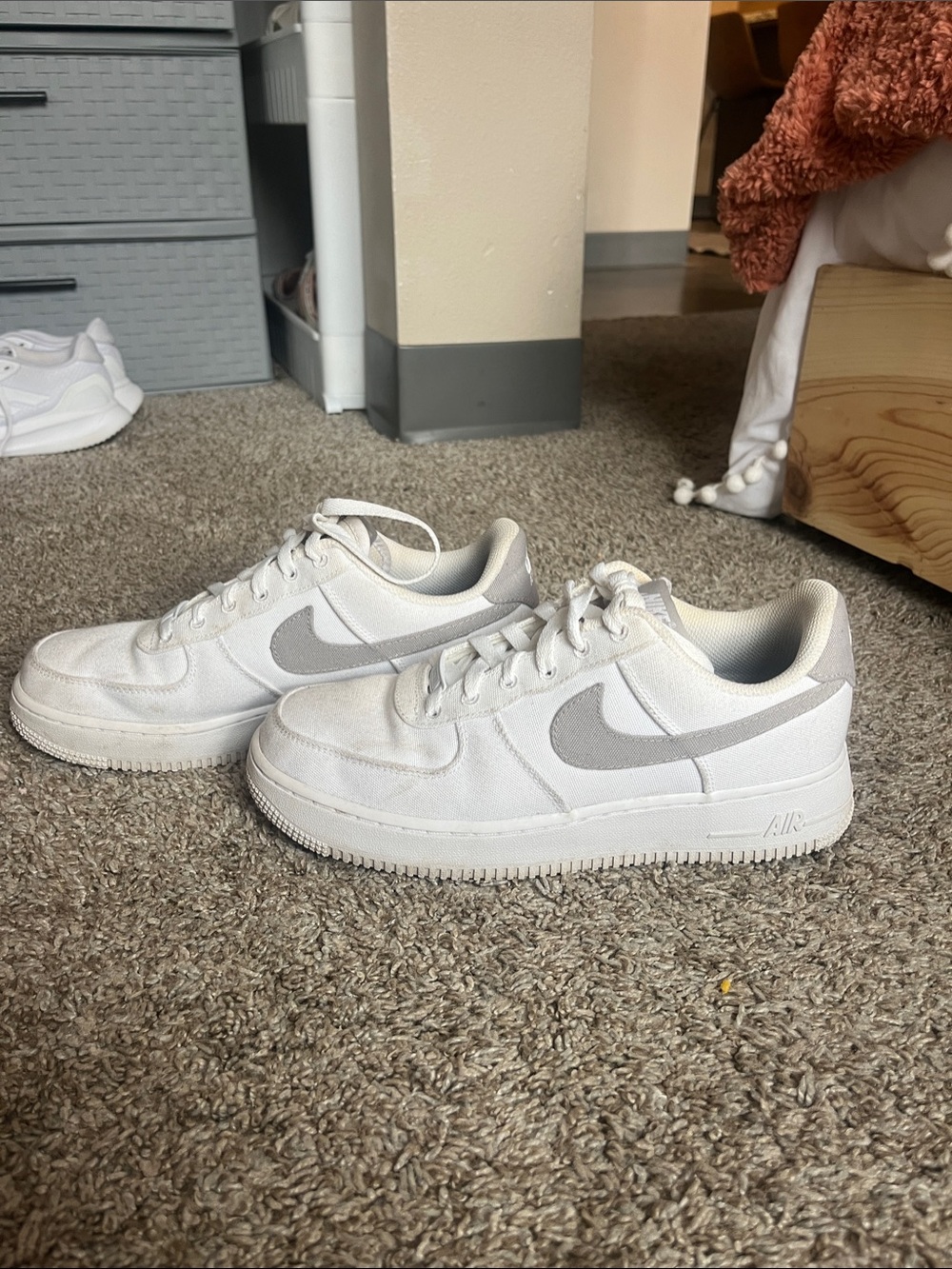 Nike White and Gray Air Force Sneakers